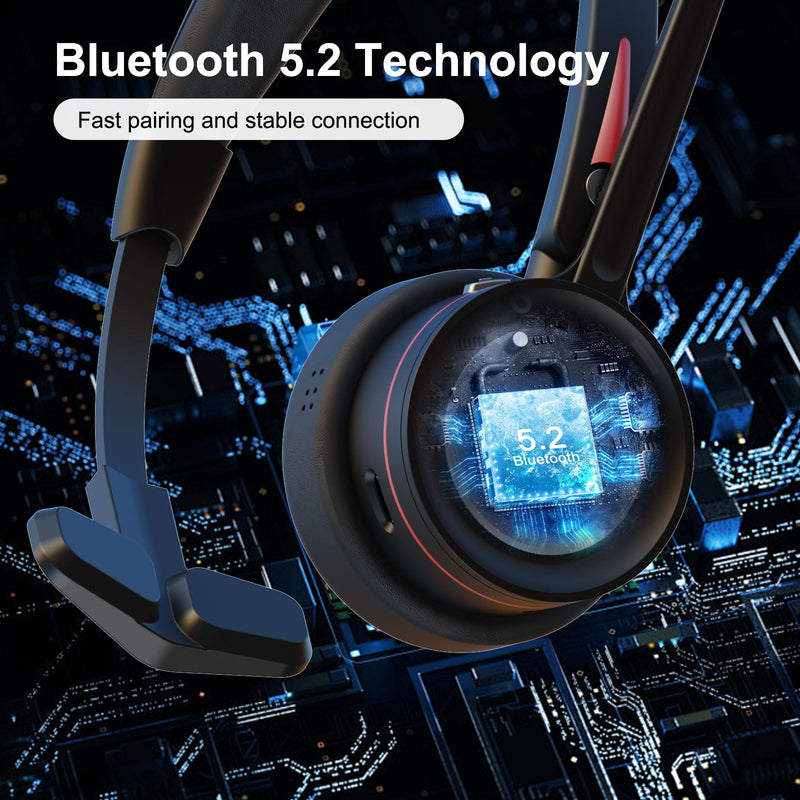 [AUSTRALIA] - Bluetooth Headset with Microphone Noise Cacenling, Mono Wireless Headset with Mic & Mute Button, 40 Hrs Working Time, Bluetooth Office PC Headset for Call Center Work Laptop Teams Meeting 890BT 