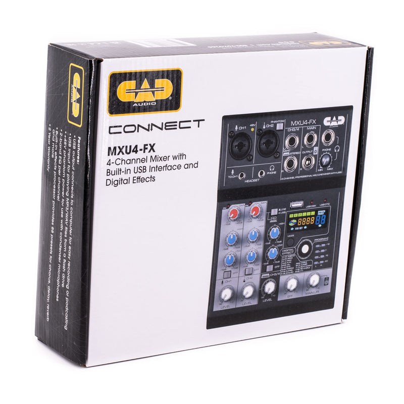 CAD Audio MXU4-FX 4 Channel Mixer with USB Interface and Digital Effects , Black MXU4-FX 4-Channel Mixer