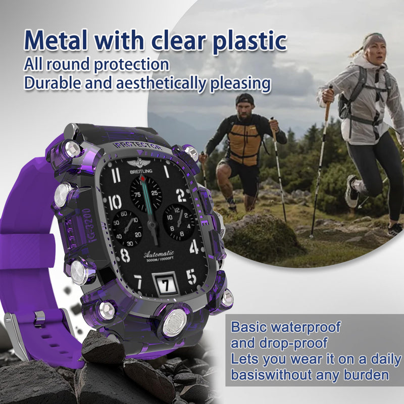 Case compatible with Apple Watch Series 10/11 46mm Bands for Men, iG3200 High End Sport Wristband with Case Screen Protector for iWatch 10/11 46mm, Stylish Gift for Husband Boyfriend (Purple)
