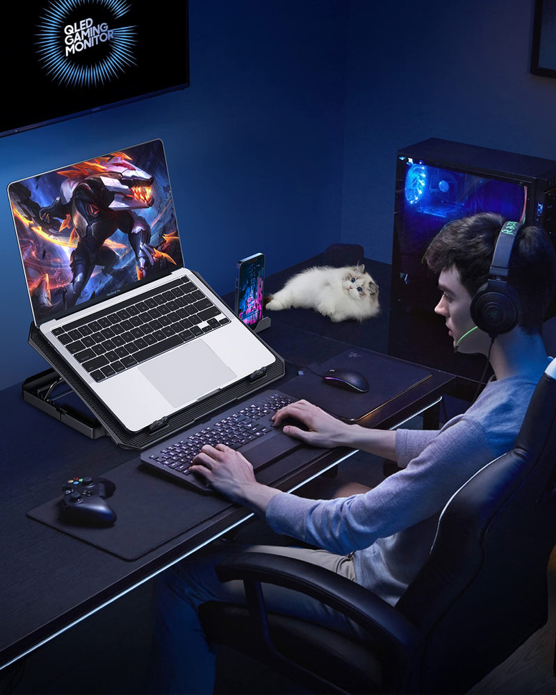 AICHESON S035 Purple Laptop Cooling Pad and Portable Computer Cooler Set