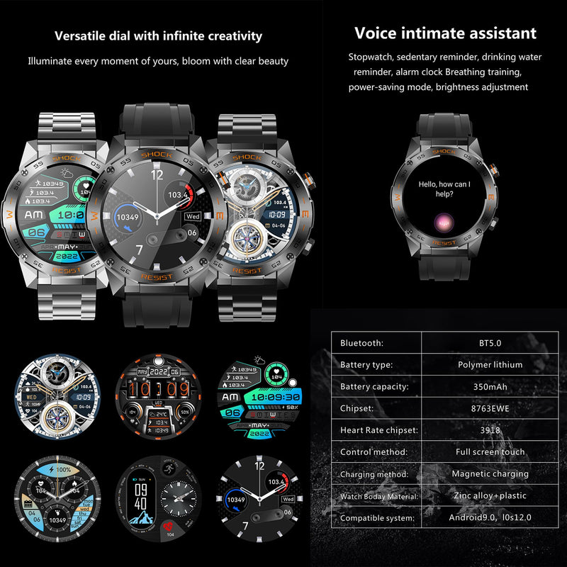 ZPIMY 1.46” AMOLED Smart Watch for Men (Make/Answer Call), 5ATM Waterproof Mens Smartwatch, Fitness Tracker Smartwatch for Android iPhones, Digital Watches Step Counter, 3 Straps (Black) Black