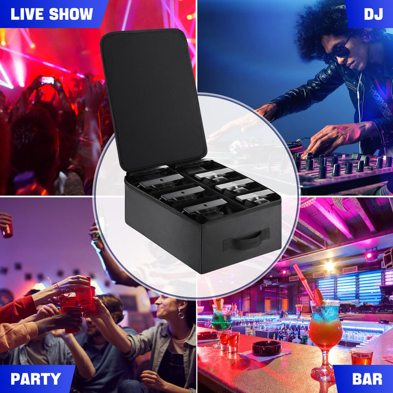 Par Light Bag Soft Padded for 8 Par Lights, Stage Lighting Case with Removable Dividers & Backpack-strap & Handle, Lights Bag with Large Pocket for Par Light, Spotlight, Led Light, DJ Light 8 Par Light Bag