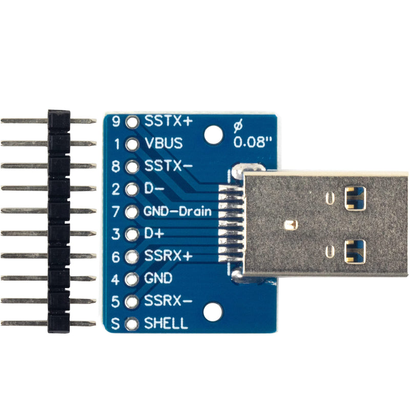 [AUSTRALIA] - 4pcs USB 3.0 Type A Male and Female Breakout Board, 10Pin, 2.54mm / 0.1" Pitch, Quickly and Easily Install 