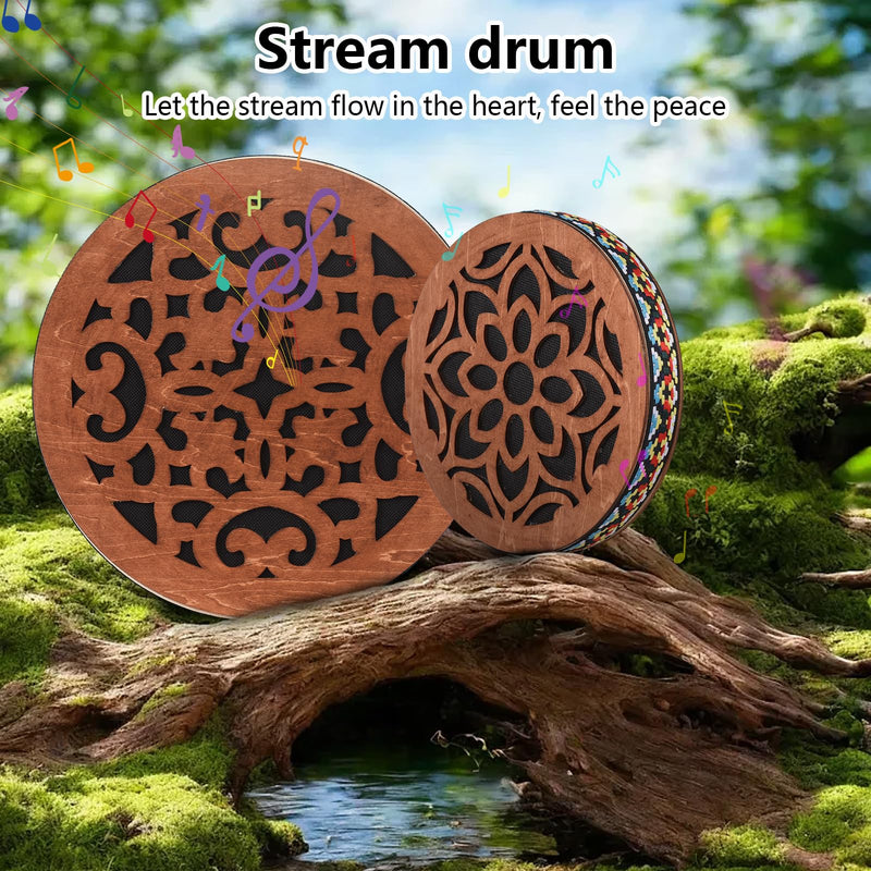 8-inch/12-inch Ocean Drum Ethnic Percussion Instrument Onomatopoeic Music Portable Hand Drum Instrument Sound Therapy Relaxing Water Sound Birch Wooden Drum for Performance Accompaniment