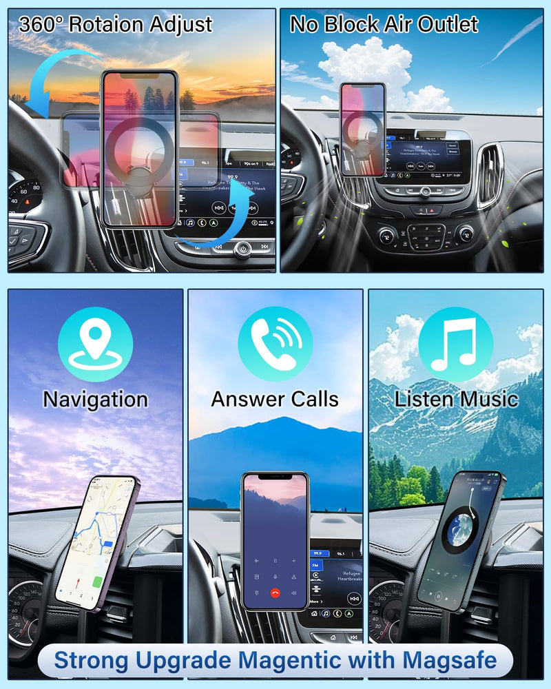 PZK Magsafe Phone Mount for L-EXUS RX 350/ RX 450h 2010-2015 Accessories | Custom Air Vent Strong Mangetic Car Phone Holder 360° Rotation Hands Free Cell Phone Automobile Cradles for All iPhones