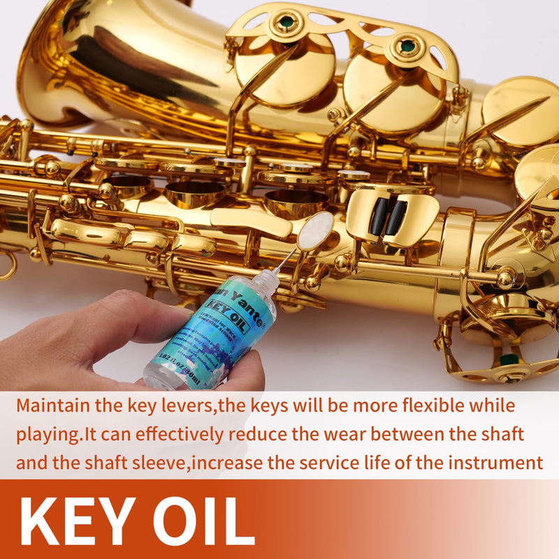 [AUSTRALIA] - Saxophone Cleaning Kit for Alto Tenor Sax - 11-in-1 Smooth Pull-Through Maintenance Set with Mouthpiece Brush, Key Oil, Cork Grease and Case - Woodwind Instrument Care for Students 