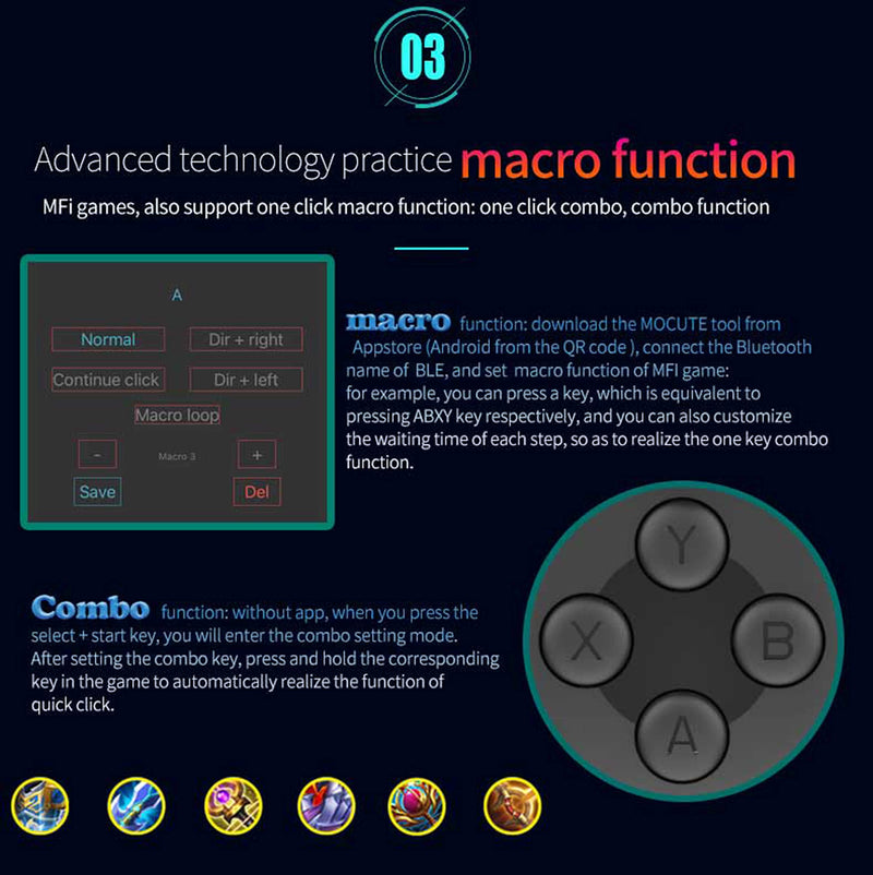 Mobile Wireless game Controller for iPhone 14/14Plus/13 /13Pro /12/12 Pro/11/ 11pro Max Samsung Galaxy 22/22/21/20 One Plus, TCL LG, Tablet,Android smartphone PC （Only the game in MFI）(BLACK) BLACK