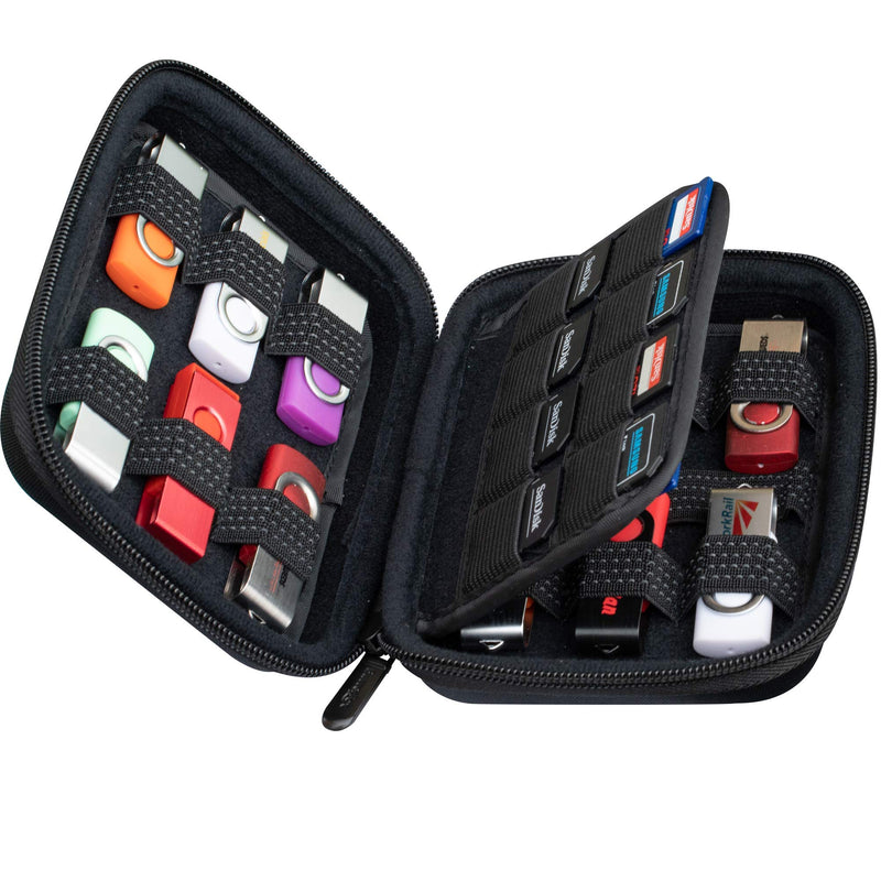 ButterFox USB Thumb Flash Pen Drive Storage Holder/Memory Card SD SDXC SDHC Card Holder Case/External Hard Drive Case/Universal Electronic Accessories Organizer (12USB+16SD)