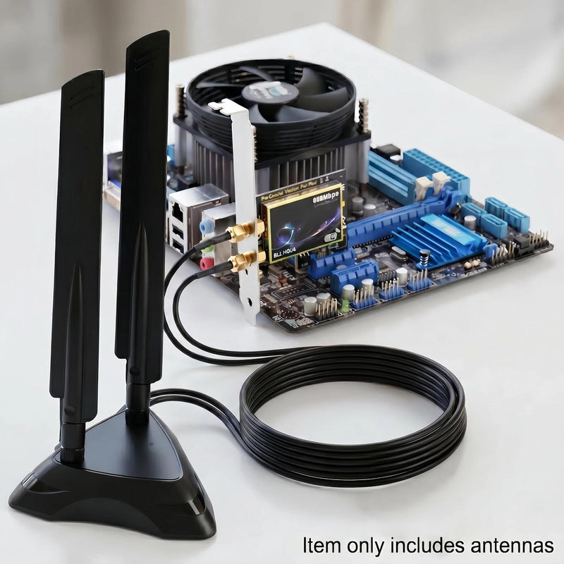 Dual Band 2.4GHz 5GHz 5.8Ghz RP-SMA Gaming WiFi 6E 802.11ac/ax Wireless Antenna with Magnetic Base for Intel AX201 AX200 PCIe NGFF USB Card PC Desktop PCIe WiFi Card Wireless Network Router
