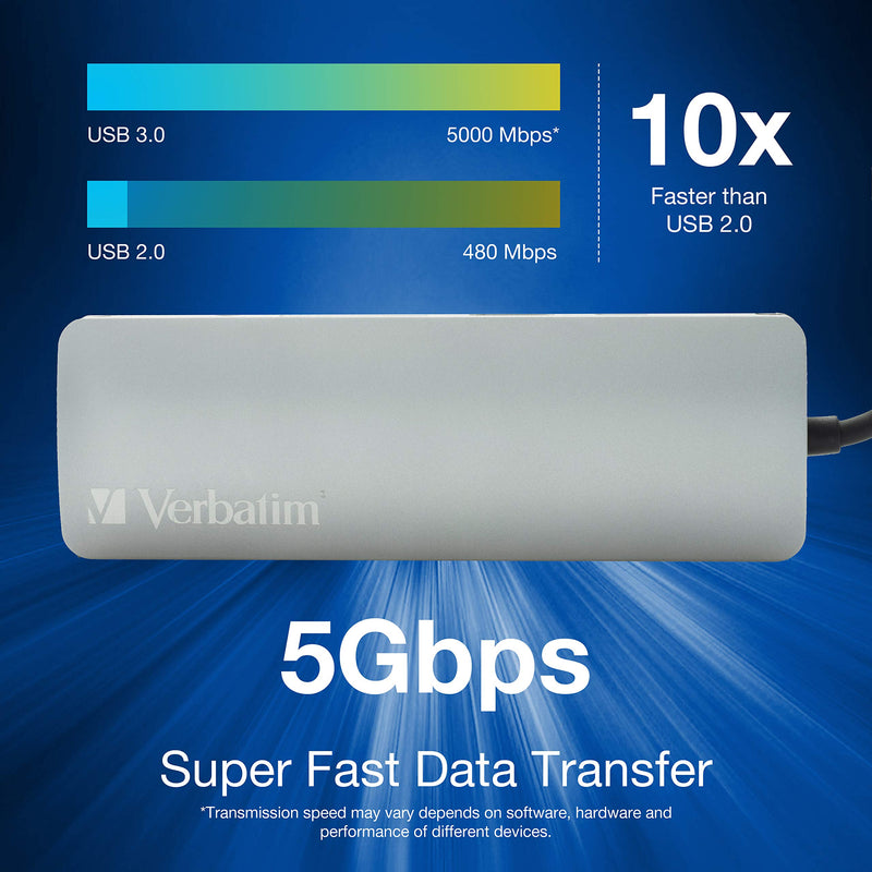 Verbatim® 9-in-1 USB C Hub Adapter with 4K HDMI, 100W Power Delivery, USB 3.0, SD Card Readers, Gigabit LAN, 3.5mm Port for USB C Laptops 9 in 1 Hub