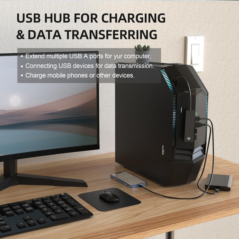 USB C Hub, TOTU 4-Port USB C Hub Extra Light Data Hub USB Adapter, USB C Hub 5Gbps Compatible with, USB Flash Docking Station
