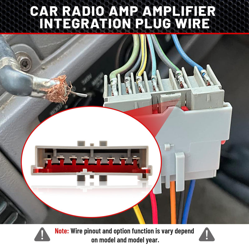 RED WOLF Stereo Harness w/Wire Connector Butt Amplifier Integration Fit for 1986-2000 Ford Mustang Explorer F150/250, Lincoln Town, Mercury Radio Connector Adapter Premium Mach Sound System