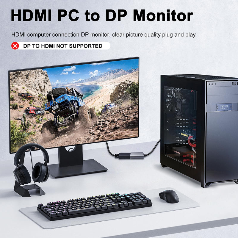 Kumiho HDMI to DisplayPort Adapter 4K60Hz High Speed HDMI Male to Display Port Female Converter Cable for PC Graphics Card Laptop PS5/4(Non-Bidirectional) 0.75FT HDMI M to DP F(No power cord required)