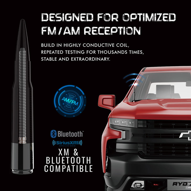 [AUSTRALIA] - RYDONAIR Short Antenna Compatible with Chevy & GMC Trucks All Years Model, Internal Copper Coil for Enhanced Reception, Car Wash Proof, 50 Cal ABS Antenna Replacement 