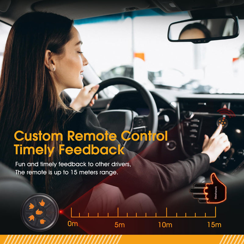 [AUSTRALIA] - Car Accessories for Men - Car Finger Light with 6 Gestures Remote - Show Your Feelings to Drivers - Ideal Gift Hand Gesture Lights, Truck Accessories, Hand Sign Car LED Signs for Men and Women Black (Upgraded) 