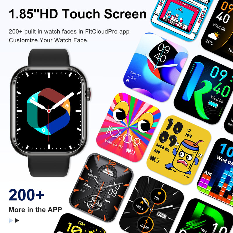Smart Watch for Men Women Fitness: Waterproof Make/Answer Call Smart Watches for Men Digital Mens Watches Running Step Tracker Smartwatch Android Phones iPhone Samsung Compatible Heart Rate Monitor Black