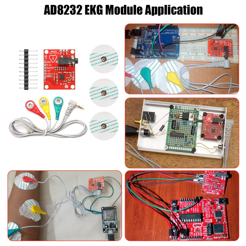 [AUSTRALIA] - AD8232 ECG Module Kit Binghe AD8232 ECG Measuring Pulse Heart Rate Sensor Module AD8232 ECG Monitoring Sensor ECG Heart Rate Sensor Module with Dupont Cable Compatible with Arduino 