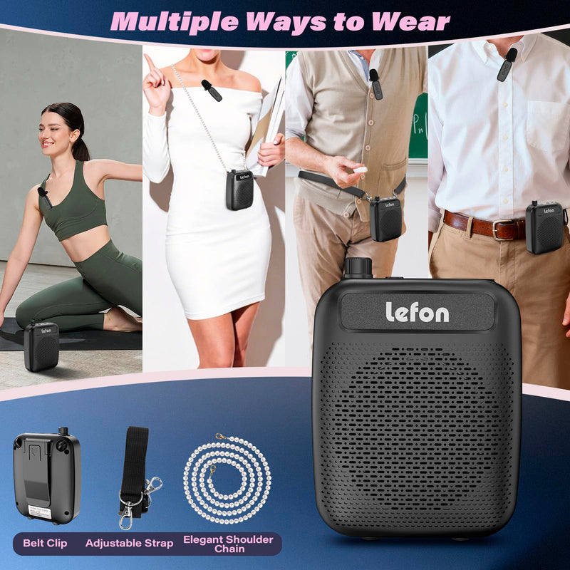 [AUSTRALIA] - TRELC Wireless Voice Amplifier with Lavalier Microphone, Portable Rechargeable Clip On Megaphone Speaker Wireless Lapel Mic for Teachers, Noise Reduction/10W/2000mA, for Tour Guide, Outdoor (Black) Black 