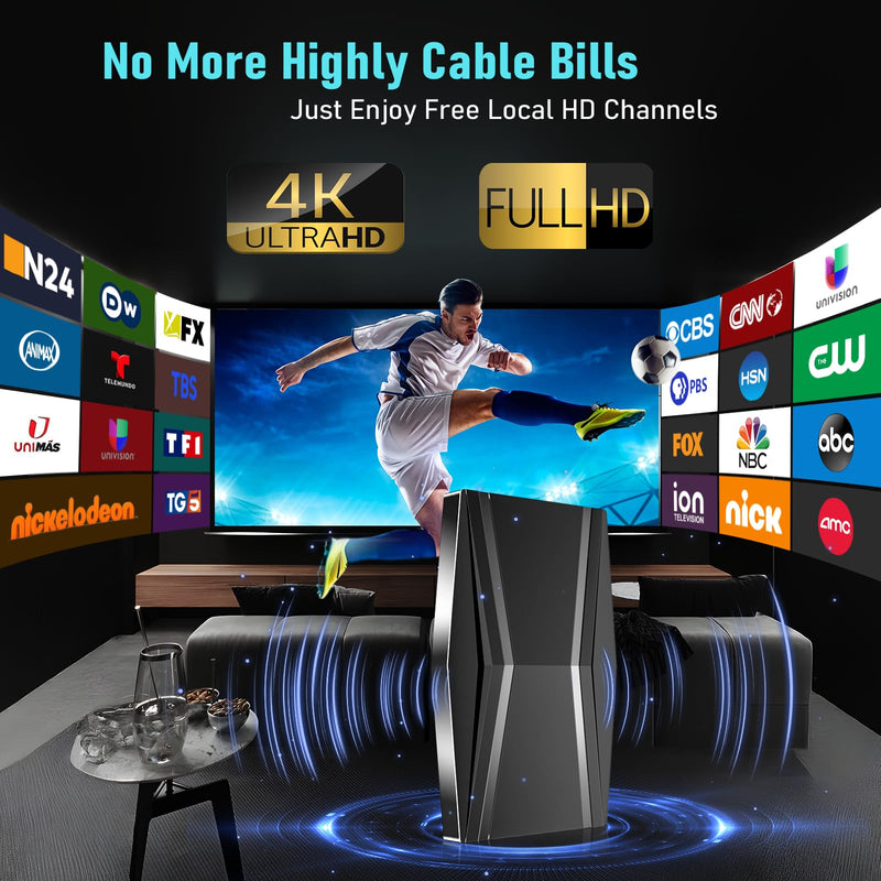 1600+ Miles TV Antenna Indoor,Digital TV Antenna for Smart TV Indoor with Amplifier Signal Booster, Strongest TV Antenna for Local Channels,Indoor Antenna with 42ft Coax HDTV Cable Support 8K 4K HD009