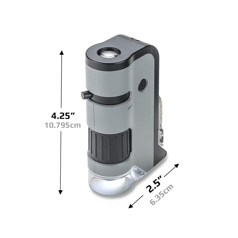 [AUSTRALIA] - Carson MicroFlip 100x-250x, LED UV Pocket Microscope with Smartphone Clip, STEM Education (MP-250) Single Pack 