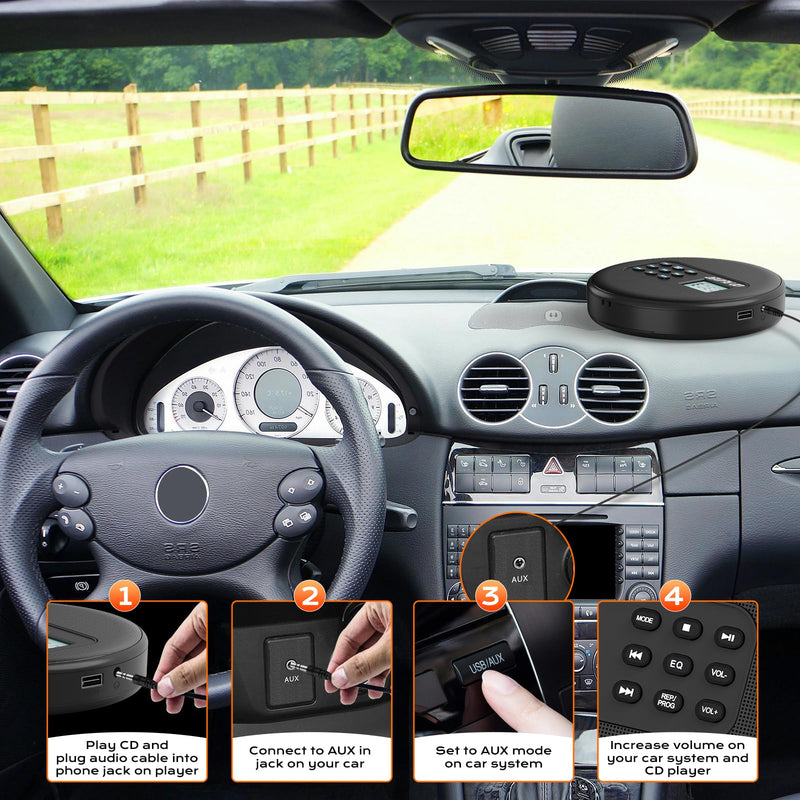 [AUSTRALIA] - KUEPHOM Portable CD Player with Headphones and Built-in Speakers: Rechargeable Discman with Anti-Skip Protection, Small CD/USB/MP3 Player for Personal/Car/Travel/Music/Audiobook Lover/Gift 