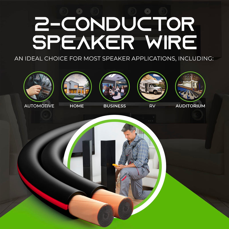 GearIT 14 Gauge Speaker Wire (50 Feet / 15.24 Meters) with Banana Plugs (6 Pairs, 12 Pieces) Pro Series 14 AWG Speaker Cable - Black 50 Feet + 12 Banana Plugs