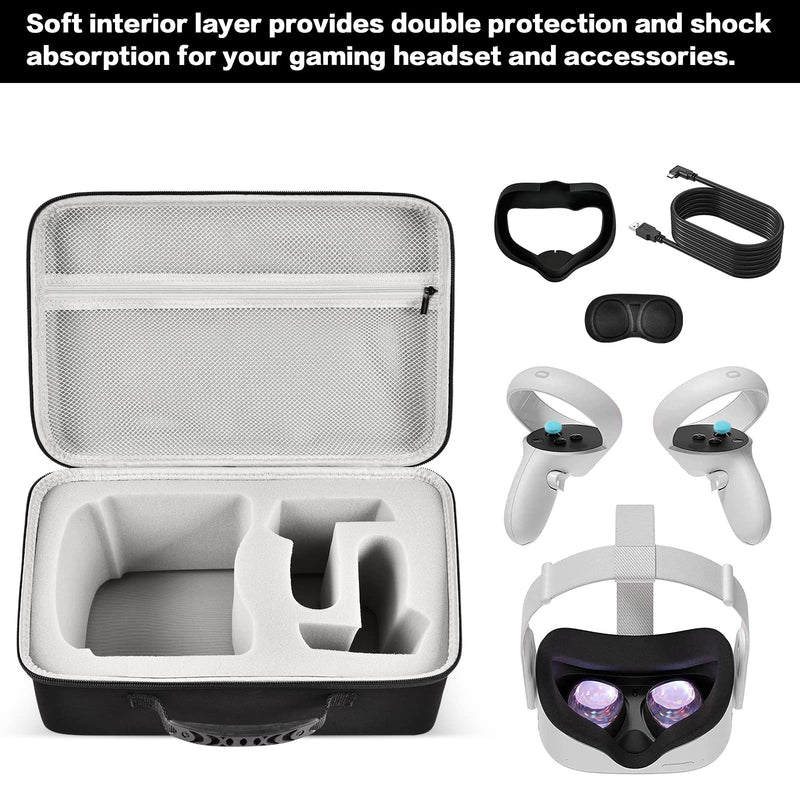 Hard Carrying Case for Oculus Quest 2 All-in-One VR Gaming Headset with USB Flash Drive Case Black - 2 Pack
