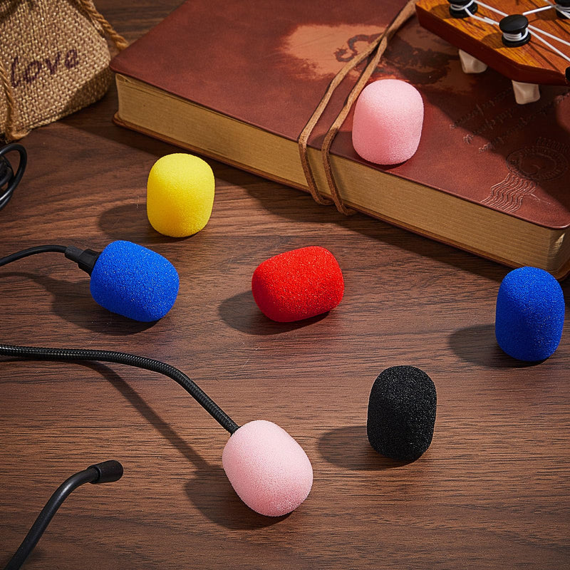 30 Pcs Mini Size Lapel Headset Microphone Windscreen Sponge Microphone Foam Covers Lavalier Mic Covers for Microphones Variety of Headset, Noise Reduction, 5 Colors