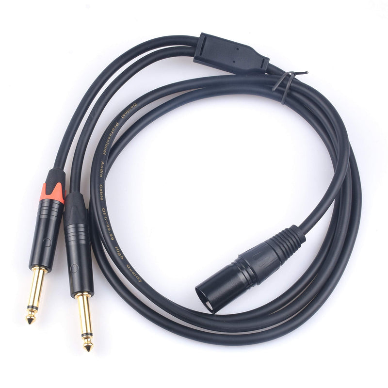 Devinal Dual 1/4 to XLR Y Splitter Cable, Double 6.35mm TS Male to XLR 3pin Male Stereo Cord, Dual Quarter inch Mono to XLR Male Plug Microphone Audio Converter Adapter 10 Feet 3m 10 FT