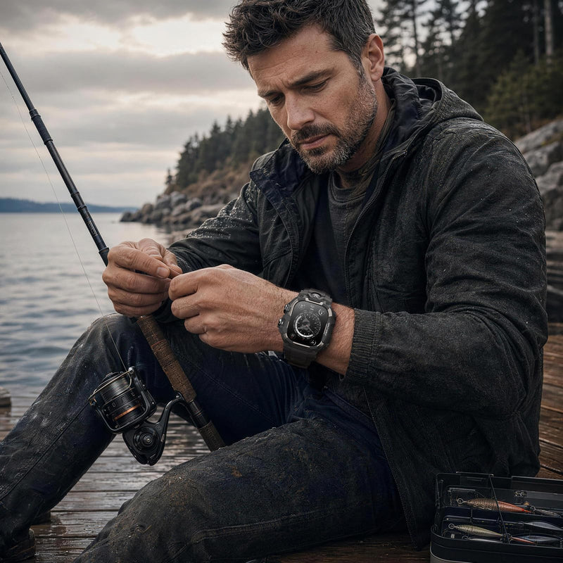 BXUXOHS Rugged Case and Band for Apple Watch Series 9/8/7 45mm Cover Men | Military-Grade Tactical Durable Case,Shockproof Metal Bumper,Mudproof Waterproof TPU Band Cover for iWatch 9/8/7 45,Black 03-Black & Titanium Black