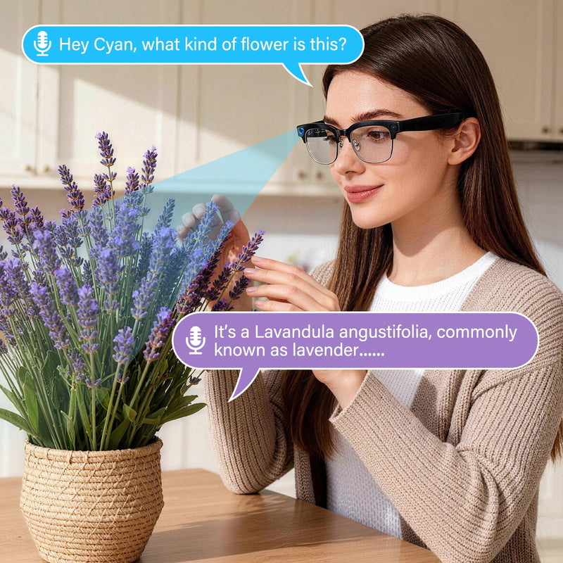 AI Smart Glasses with Camera, 4K EIS, Real-Time Translation | AI Object Recognition, Open-Ear Speakers, AI Voice Assistant, Bluetooth Calling, IP66 Water Resistance, Photochromic Lenses Black Glasses Pouch Included