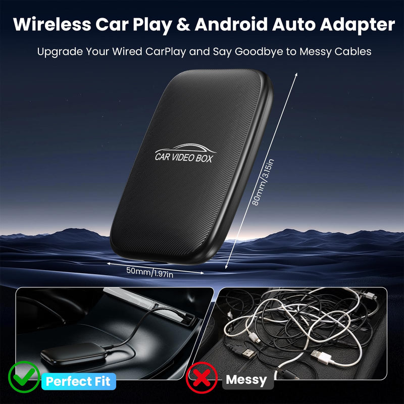 CarPlay AI Box 2026 Upgraded—Wireless CarPlay & Android Auto Adapter, Magic Video Box Support YouTube,TF Card,Wired-to-Wireless Conversion, Plug and Play carplay adapter for IOS10+/Android 11+ Small