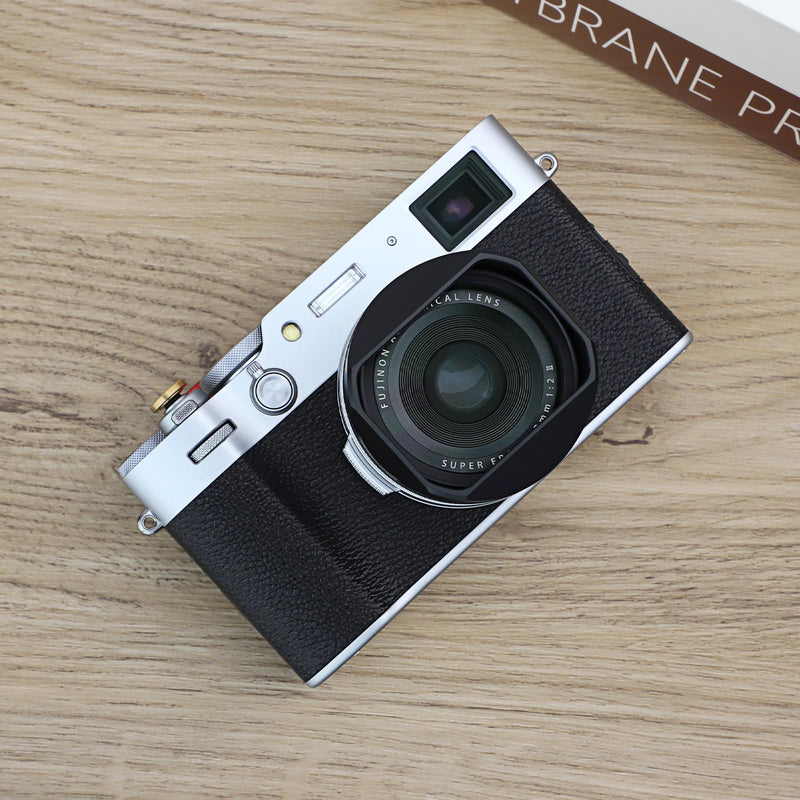[AUSTRALIA] - Haoge LH-X54B Square Metal Lens Hood with 49mm Adapter Ring for Fujifilm X100VI Fuji X100V Camera Black 
