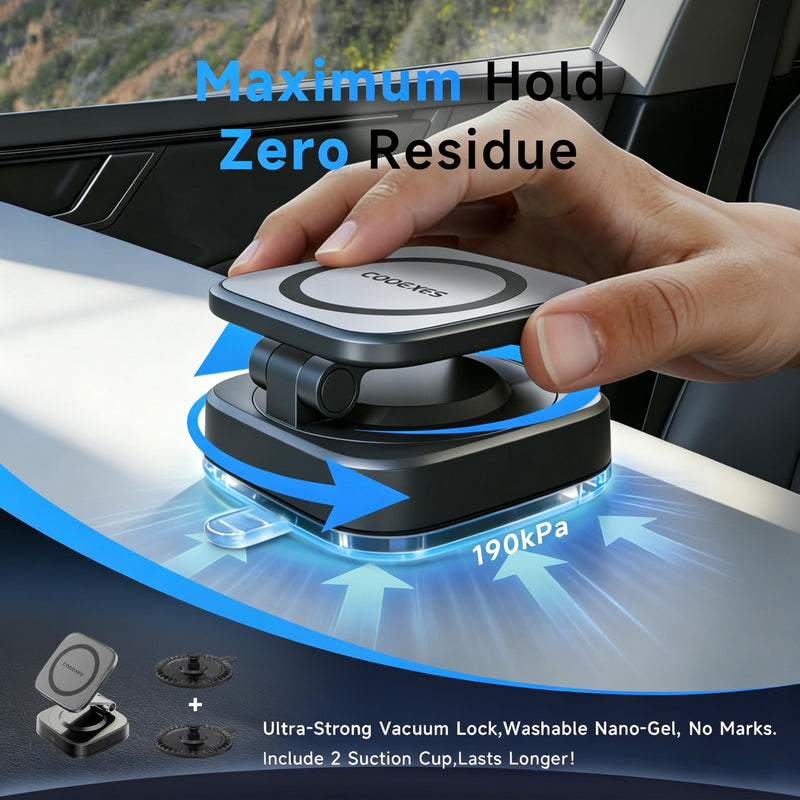 Magnetic Car Phone Holder for Dashboard & Windshield, Quick-Swap Cell Phone Mount with Strong Suction Cup, 360° Adjustable Car Phone Stand, Compatible with iPhone 17-12Pro Max, Samsung Galaxy