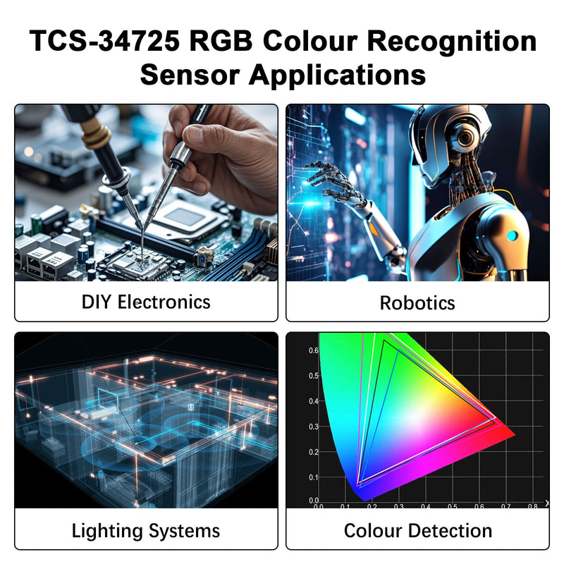 TCS-34725 RGB Light Colour Module AYWHP 2 Pieces RGB Light Colour Sensor Colour Detection Sensor Colour Meter Photoelectric Sensor Compatible with Arduino