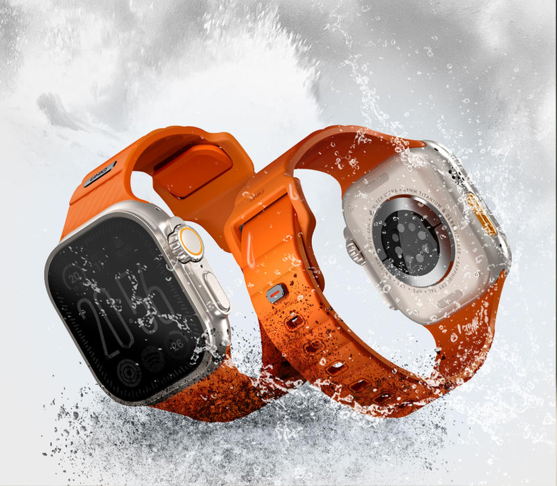 UNIQ STRIDE FKM Rubber Watch Strap for Apple Watch Ultra fits 49mm VOLT ORANGE