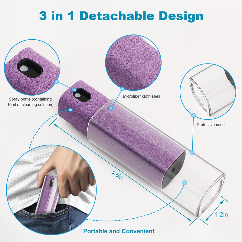 [AUSTRALIA] - 6 Pack Screen Cleaner 3-in-1 Touchscreen Mist Cleaner Spray and Microfiber Cloth Built-in Cleaning Solution Portable Reusable Fingerprint-Proof Spray Bottle for Phone Laptop iPad TV Monitor Car Screen 