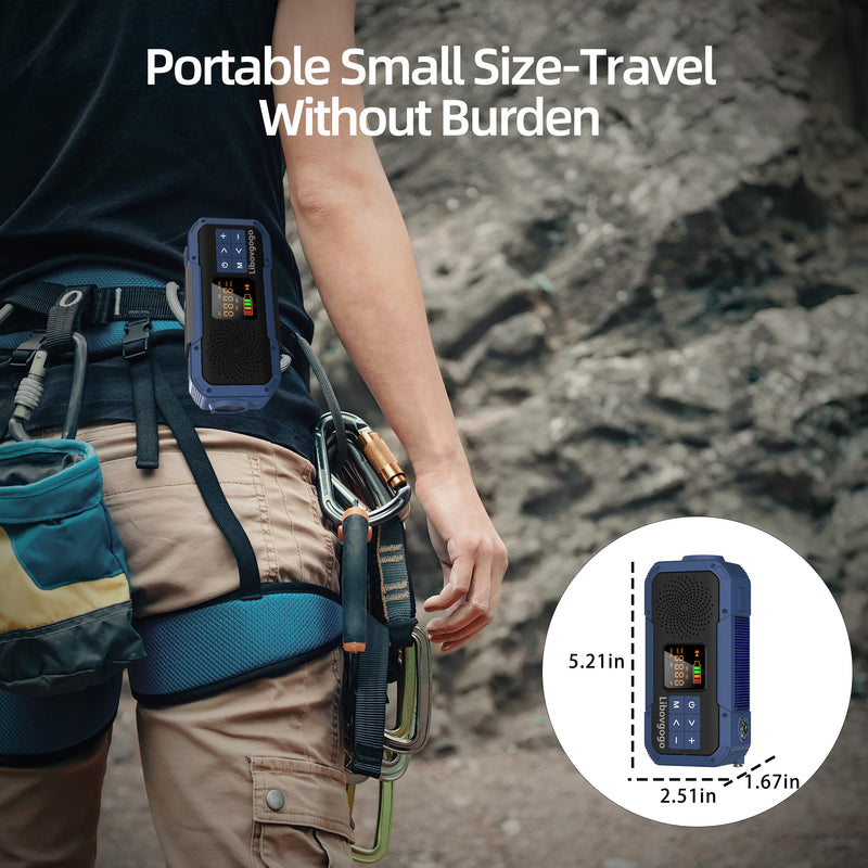 Emergency Weather Radio with IPX5 Waterproof Portable Bluetooth Speaker,USB-C Solar Hand Crank,NOAA Alarm AM FM Radio,Flashlight,SOS Alarm,2000mAh Cell Phone Charger for Camping and Survival (Blue) BLUE