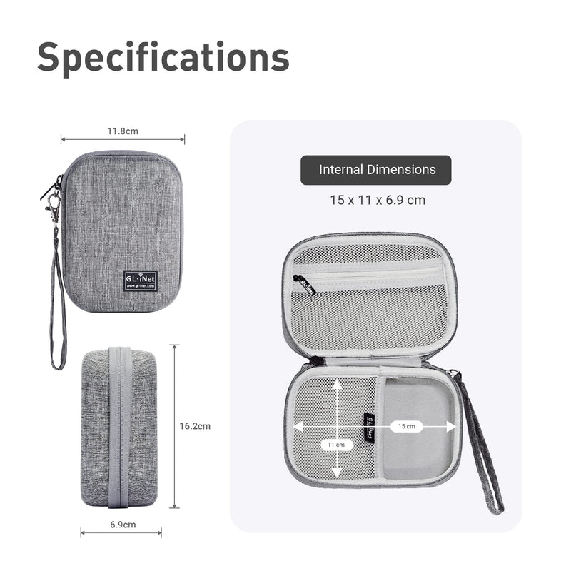 GL.iNet Gadget Organizer Case for Travel Routers GL-AXT1800/ MT3000/ SFT1200/ E750/ A1300, Chargers, Cables, and Accessories, Durable Pouch, Hand-carry EVA bag, Anti-shock, Water Resistant (Grey) Grey