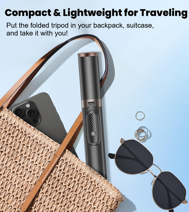 TONEOF Upgraded 60" Selfie Stick Tripod,All-in-1 Extendable Cell Phone Tripod Stand with Integrated Remote,360° Rotate Lightweight & Portable Tripod for 4-7 Inch iPhone Android/Video Recording/Travel
