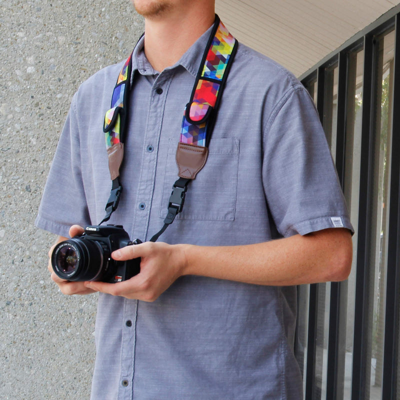 USA Gear Camera Sleeve (Geometric) + Camera Neck Strap (Geometric) - Bundle