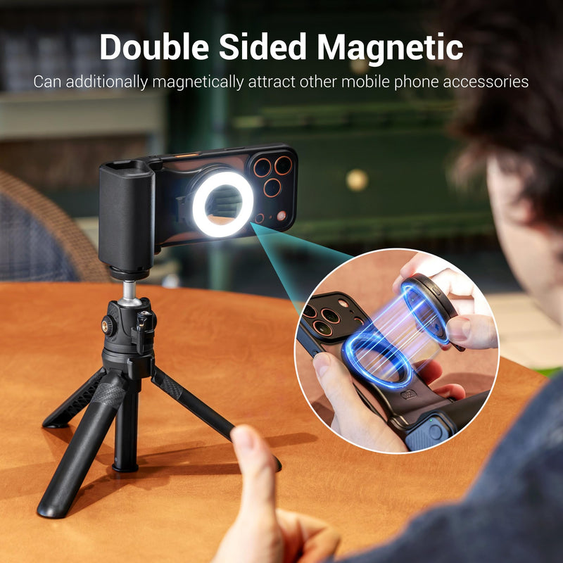[AUSTRALIA] - JJC Upgraded Magnetic Phone Camera Grip with Remote, Cell Phone Camera Grip Handle Compatible with MagSafe iPhone Android Phones, with 1/4" Tripod Screw for Vlogging Video Recording Selfie 