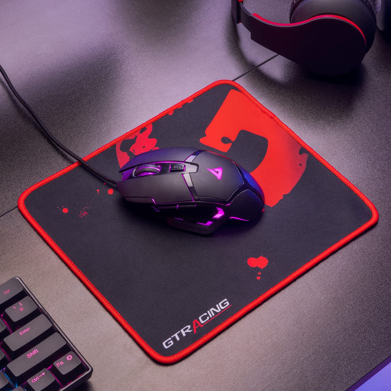 GTRACING Mouse Pad with Non-Slip Rubber Base, Premium-Textured Computer Mouse Mat with Stitched Edges, for PC, Laptop, Gaming, Office, Home, Red