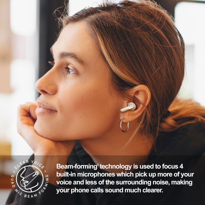 MIXX StreamBuds Custom 3 True Wireless Earbuds with Charging Case – 24hr Playtime, Quick Charge, App Control, Clear Voice Quad Mic, Noise Isolation – Bluetooth 5.3, Zinc Alloy Case - Champagne