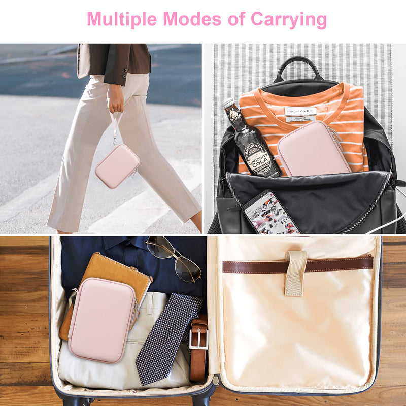 Canboc Label Maker Case for Phomemo D30/ Phomemo D35/Memoking D30 Label Maker, Portable Thermal Bluetooth Label Printer Storage Bag, Mesh Bag fit Label Paper Cable, Pink Pink+Pink