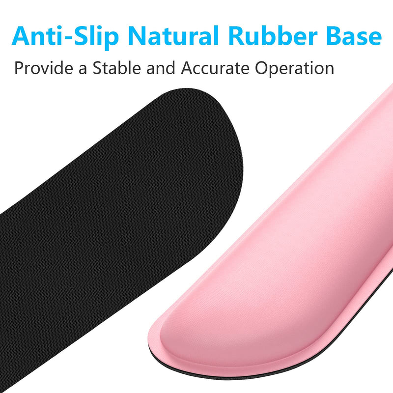 DAPESUOM Keyboard Wrist Rest Pad, Mouse Wrist Rest Support, Ergonomic Mouse Pad, Upgrade Cleanable PU Leather Keyboard Wrist Pillow Rest Pad, Widened Memory Foam Set, Easy Typing, Pain Relief, Pink