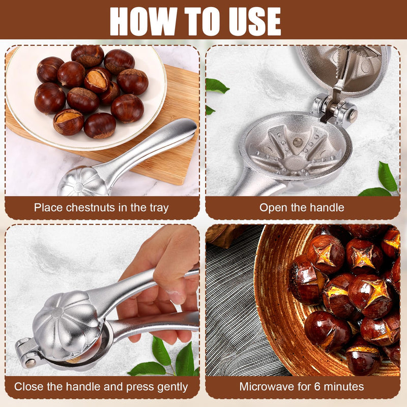 [AUSTRALIA] - Chestnut Cutter Tool Set, Chestnut Peeler with Walnut Cracker Opener Clip Nut Pick Tool Stainless Steel Finger Guards for Safe & Easy Pecans Almonds Processing Set two 