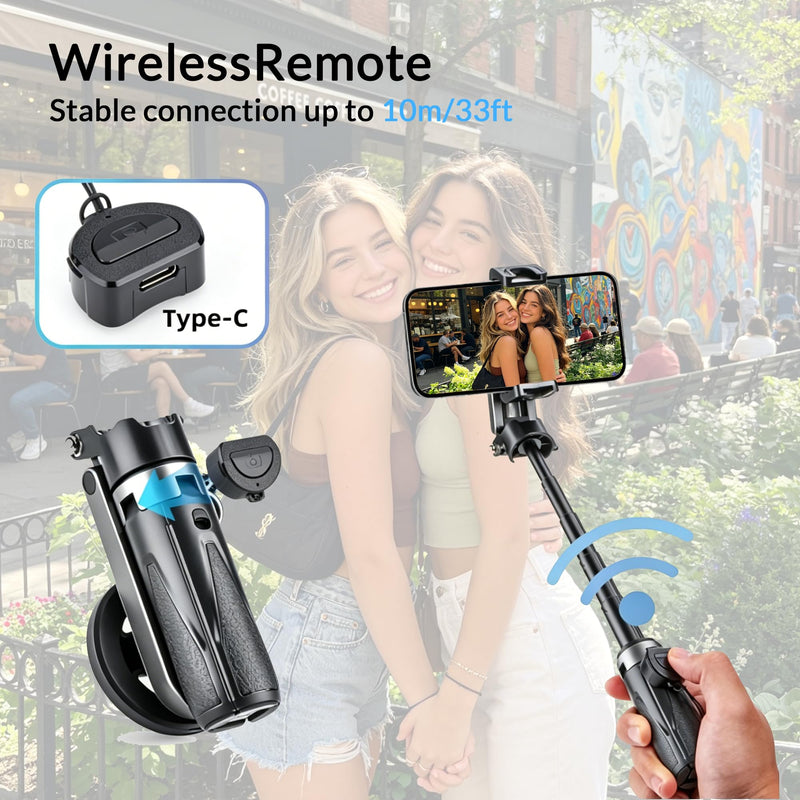 Magnetic Tripod Stand for Phone, Pocket Selfie Stick | 4.72" Folded Extends to 16.34", 210° Tilt 360° Rotation, Cell Phone Tripod for iPhone / Android 16in