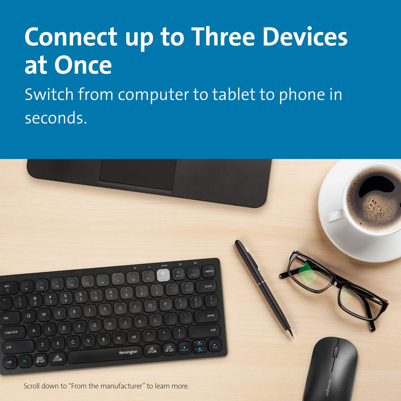 Kensington Multi-Device Dual Wireless Compact Keyboard - Black (K75502US) Compact Wireless