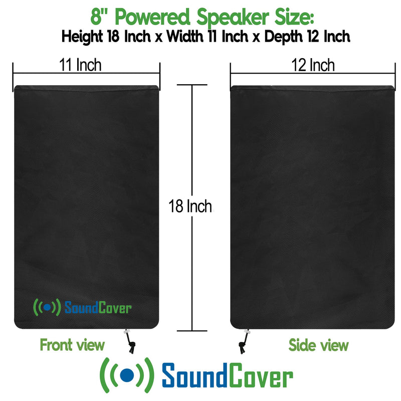 8 Inch PA/DJ Lightweight Powered Speaker Cover Bag in Black for Stand Mounted Speakers - Over the top fit, Water Resistant (not Waterproof), 50 UV Protection - Check Dimensions before Ordering! Single Cover 8"